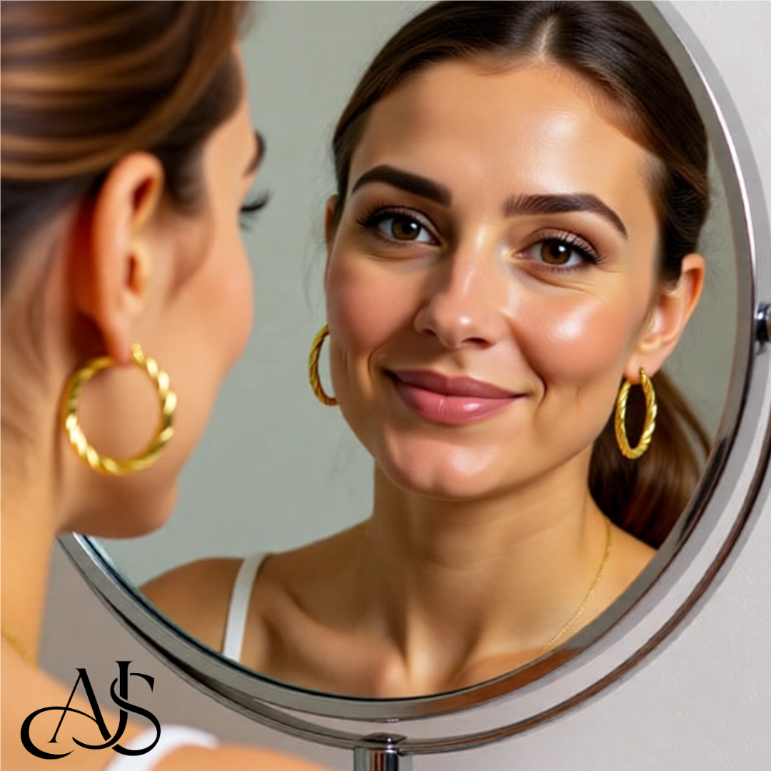 Gold Twisted Hoop Earrings - 14K Yellow and White Gold - Lightweight Thin 4mm