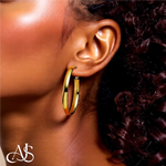 Load image into Gallery viewer, Gold Half Round Tube Oval Omega Backs Hoop Earrings - 10K and 14K Yellow or White Gold - Lightweight Thin 5mm
