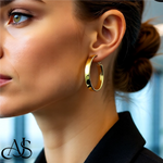 Load image into Gallery viewer, Gold Half Round Tube Oval Omega Backs Hoop Earrings - 10K and 14K Yellow Gold - Lightweight Thin 7mm
