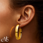 Load image into Gallery viewer, Gold Half Round Tube Oval Omega Backs Hoop Earrings - 10K and 14K Yellow Gold - Lightweight Thin 7mm
