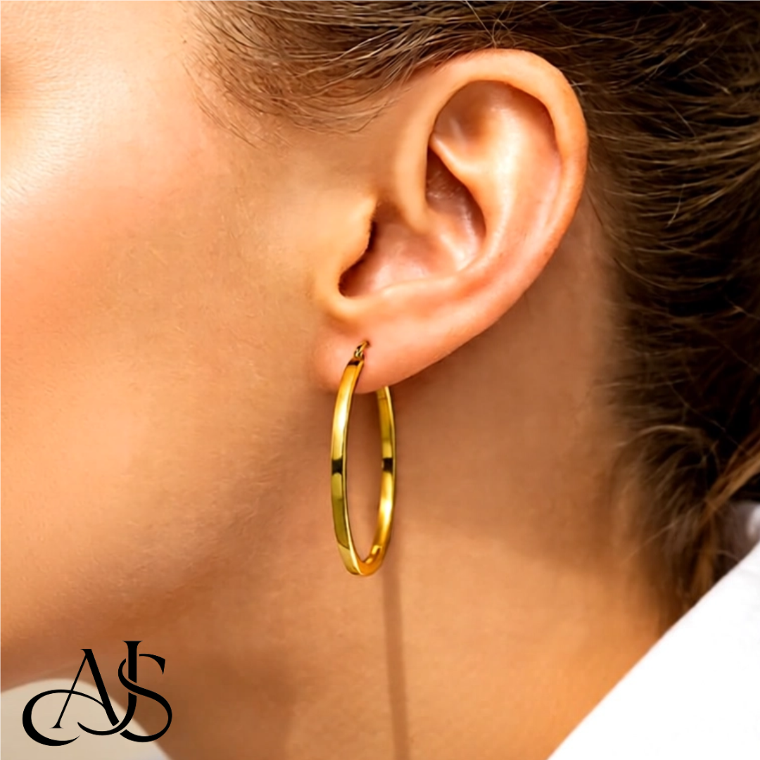 Gold Square Tube Hoop Earrings - 10K or 14K Yellow and White Gold - Lightweight Thin 2mm