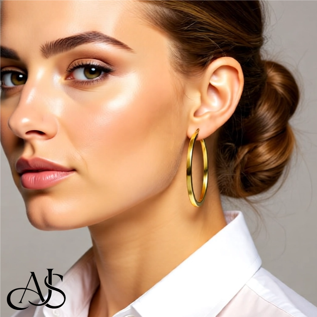 Gold Square Tube Hoop Earrings - 10K or 14K Yellow and White Gold - Lightweight Thin 2mm