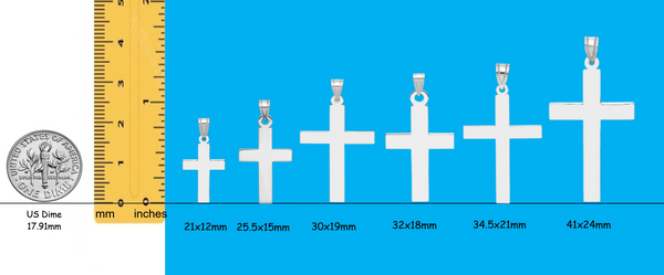 14K White Gold Plain Engravable Cross Pendants
