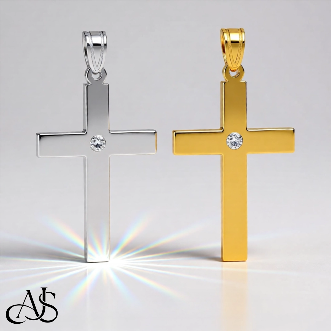 Diamond Accent Engravable 14K Gold Cross Pendants