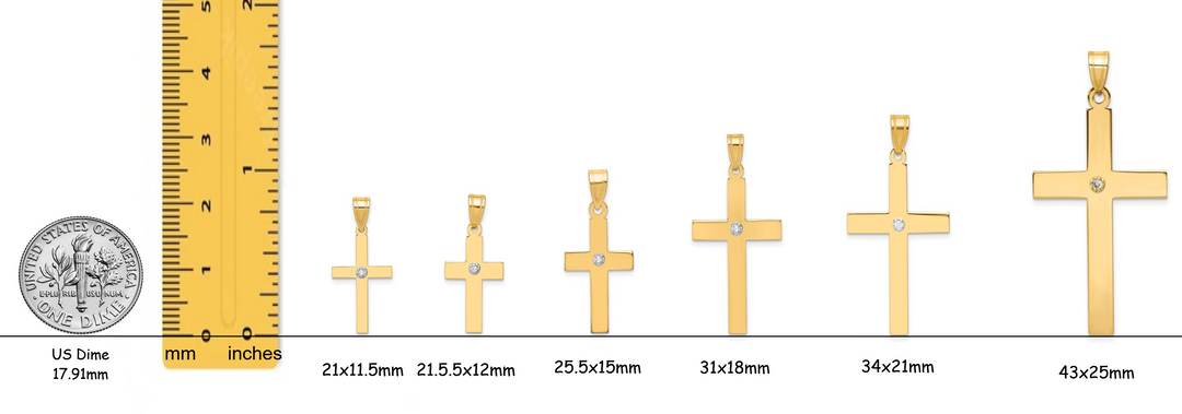 Diamond Accent Engravable 14K Gold Cross Pendants