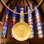 Load image into Gallery viewer, Divine Child Divino Nino Jesus Engravable Round Medal Pendants in 14K Yellow Gold Satin Finished Spanish  with Necklace Chain Options
