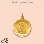 Load image into Gallery viewer, Caridad del Cobre Engravable Round Medal Pendants in 14K Yellow Gold Satin Finished  with Necklace Chain Options

