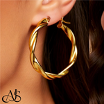 Load image into Gallery viewer, 14K Yellow and White Gold Twisted Hoop Earrings 2.75mm Width

