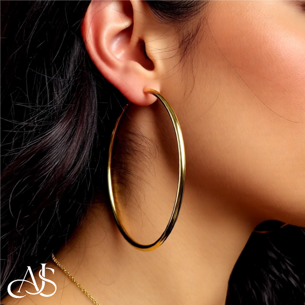 C-Hoop Open Circle Earrings 14K Yellow, White, or Rose Gold - Lightweight Thin 2mm Width