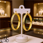 Load image into Gallery viewer, 14K Yellow Gold Greek Key Hoop Earrings - Lightweight Thin 4mm Width
