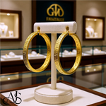 Load image into Gallery viewer, 14K Yellow Gold Textured Greek Key Hoop Earrings - Lightweight Thin 4mm Width
