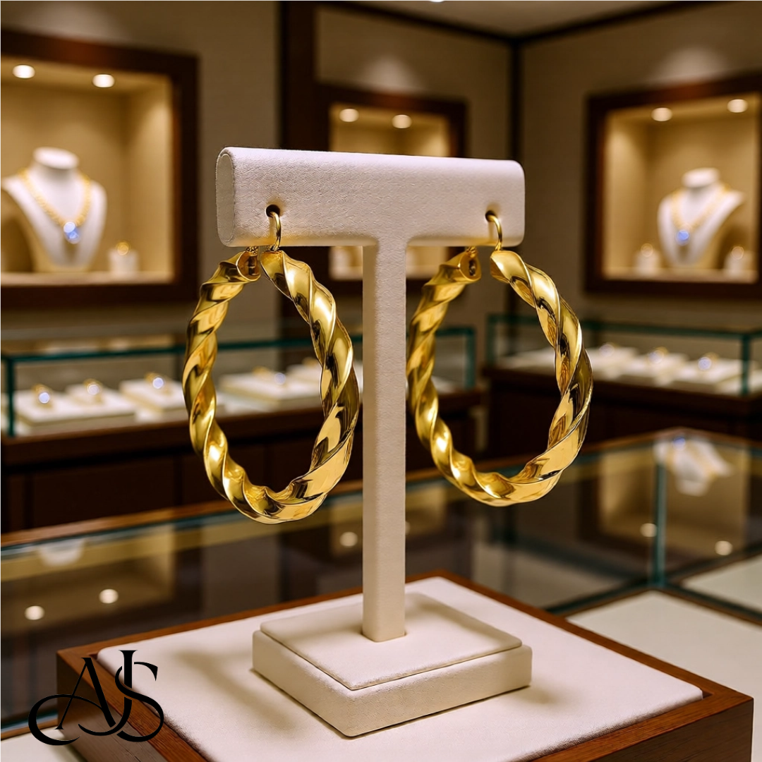 14K Yellow Gold Twist Tube Hoop Earrings 5mm Width in 3 Sizes