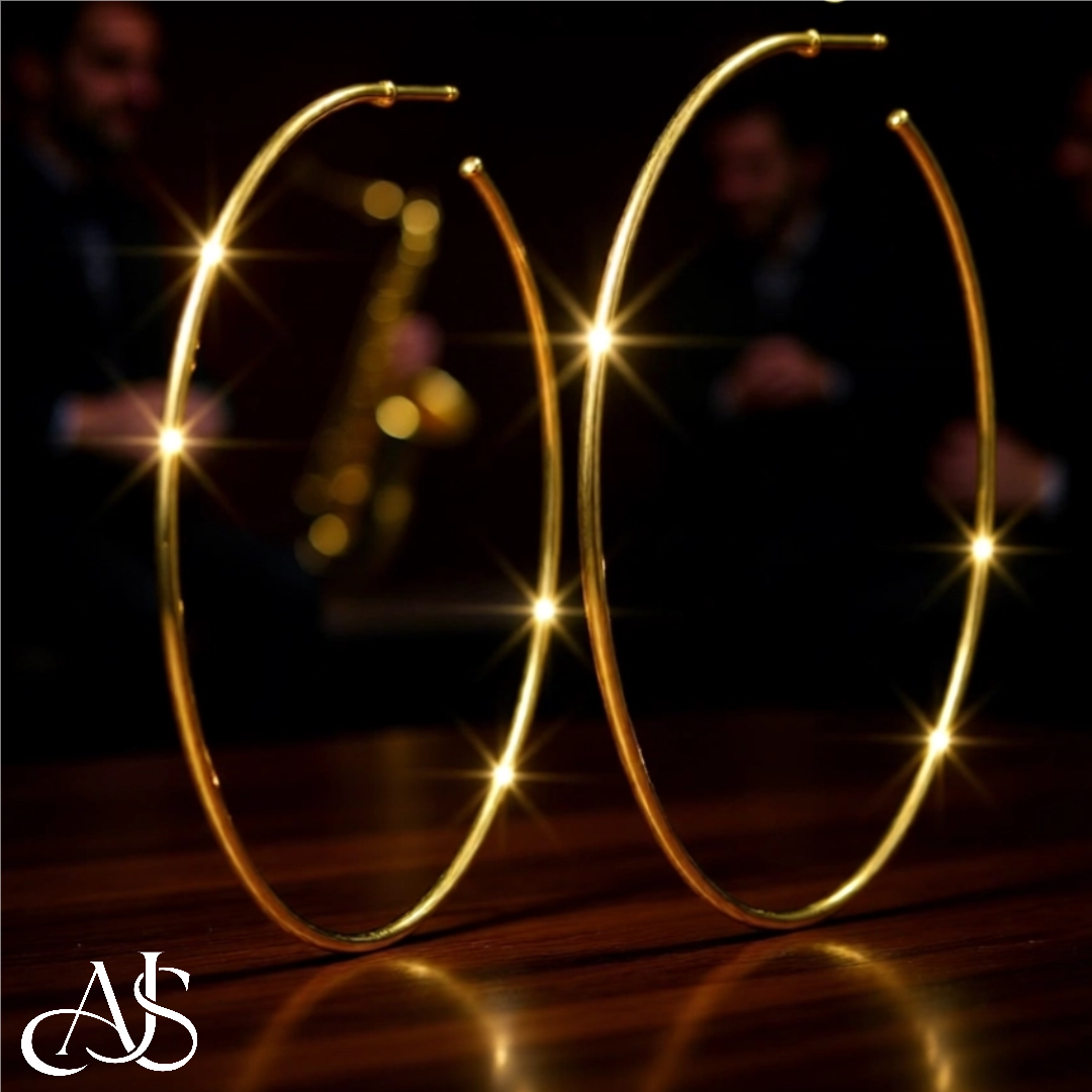 C-Hoop Open Circle Earrings 14K Yellow or White Gold - Lightweight Thin 1.2mm Width