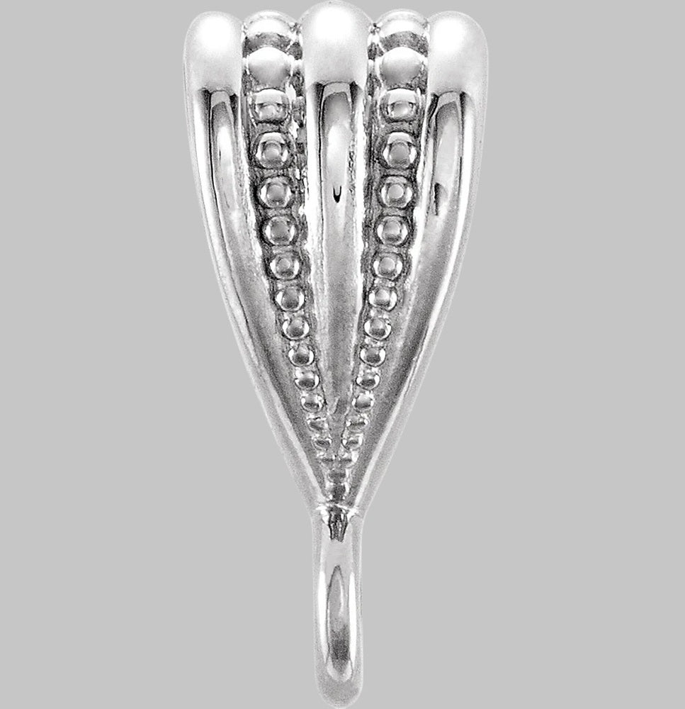 Tapered Connector Bail with ring in 10K/14K/18K Yellow White Rose Gold , Sterling Silver or Platinum - Jewelry Findings