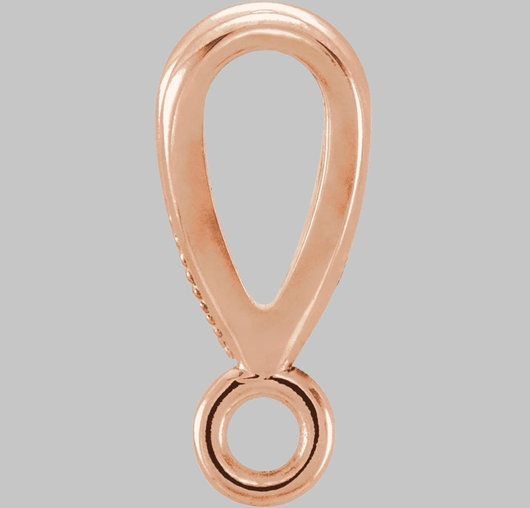 Tapered Connector Bail with ring in 10K/14K/18K Yellow White Rose Gold , Sterling Silver or Platinum - Jewelry Findings