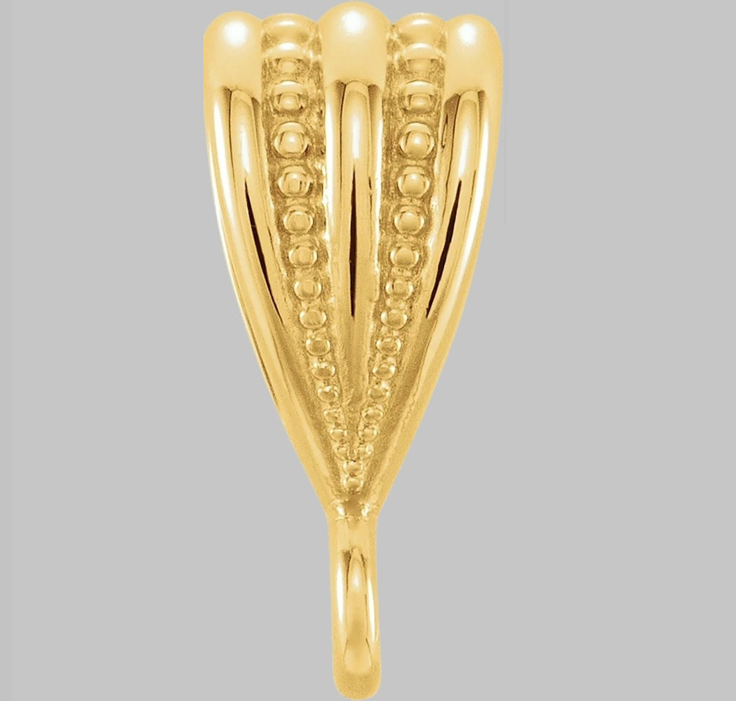 Tapered Connector Bail with ring in 10K/14K/18K Yellow White Rose Gold , Sterling Silver or Platinum - Jewelry Findings
