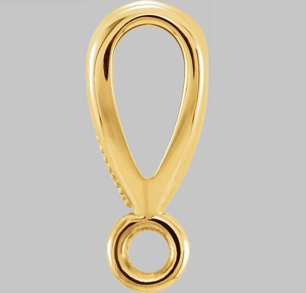 Tapered Connector Bail with ring in 10K/14K/18K Yellow White Rose Gold , Sterling Silver or Platinum - Jewelry Findings