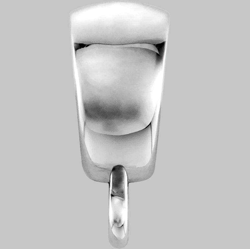 Bombe Tapered Semi-Polished Bail with ring in 10K/14K/18K Yellow White Rose Gold and Sterling Silver - Jewelry Findings