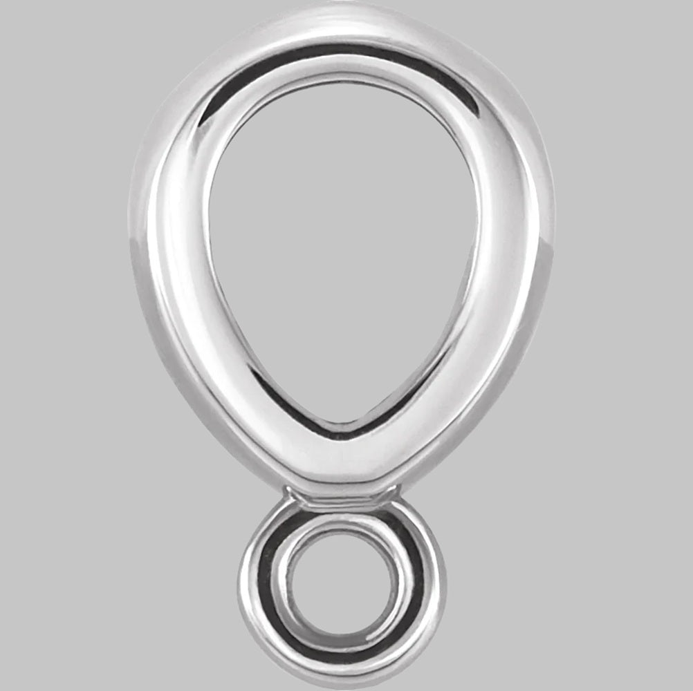 Bombe Tapered Semi-Polished Bail with ring in 10K/14K/18K Yellow White Rose Gold and Sterling Silver - Jewelry Findings