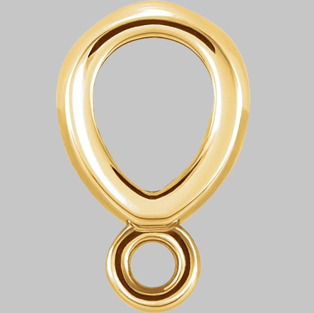 Bombe Tapered Semi-Polished Bail with ring in 10K/14K/18K Yellow White Rose Gold and Sterling Silver - Jewelry Findings