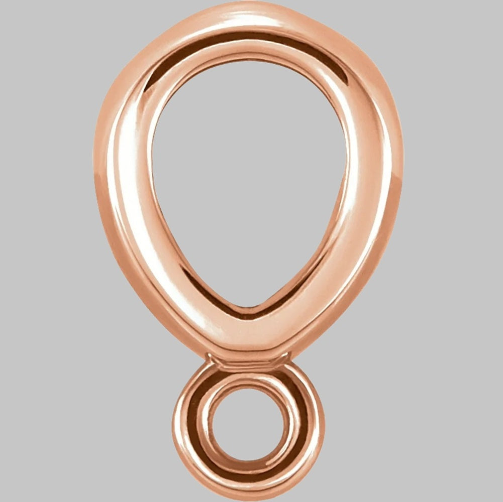 Bombe Tapered Semi-Polished Bail with ring in 10K/14K/18K Yellow White Rose Gold and Sterling Silver - Jewelry Findings
