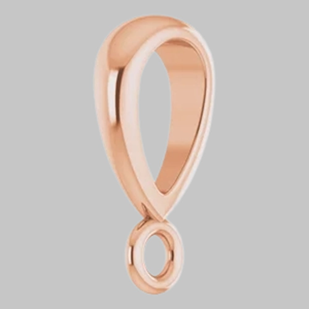 Tapered Semi-Polished Bail with ring in 10K/14K/18K Yellow White Rose Gold, Platinum and Sterling Silver - Jewelry Findings