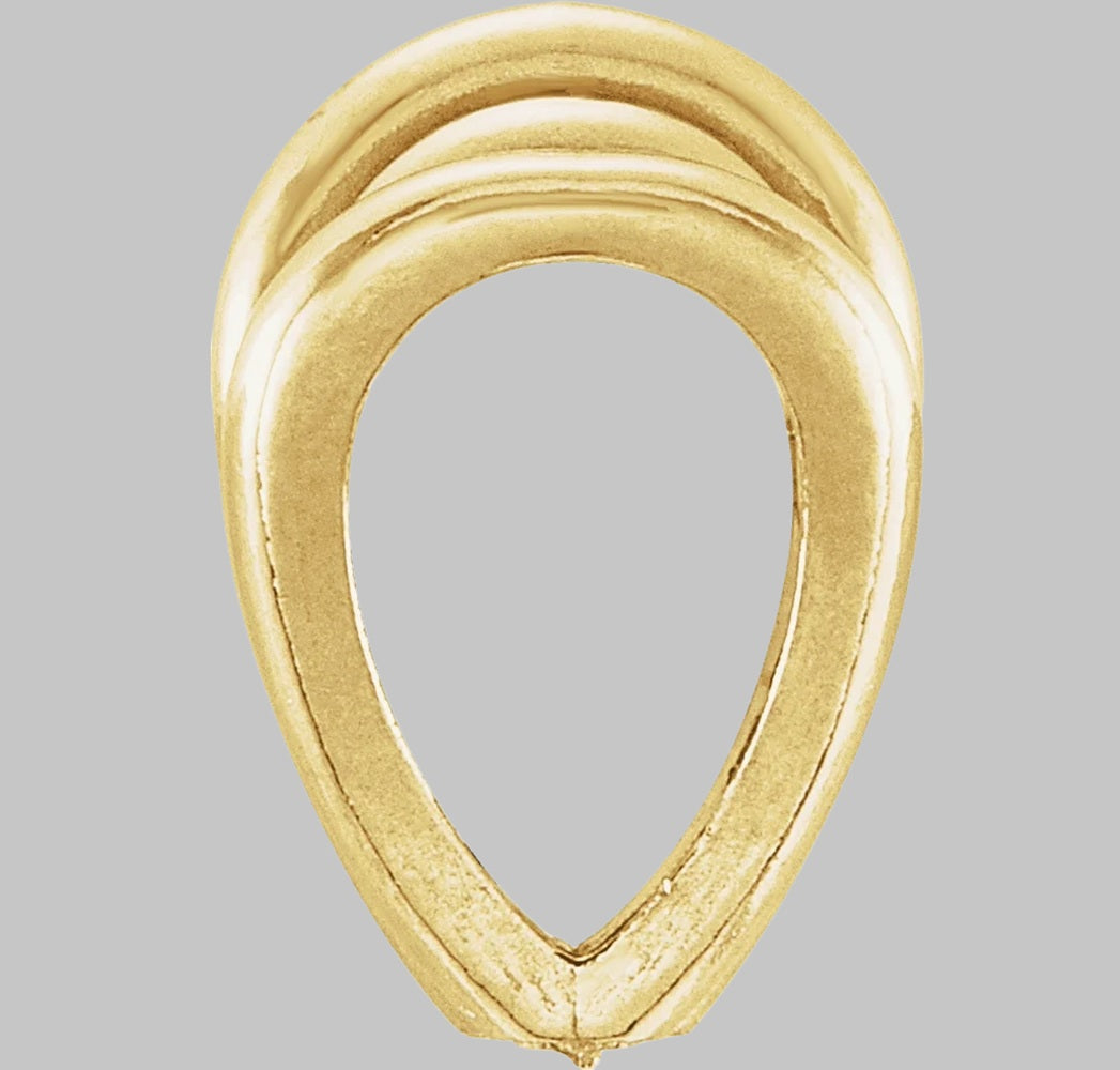 Grooved Tapered Bail with ring in 14K/18K Yellow White Rose Gold , Sterling Silver, Continuum Sterling Silver and Platinum - Jewelry Findings