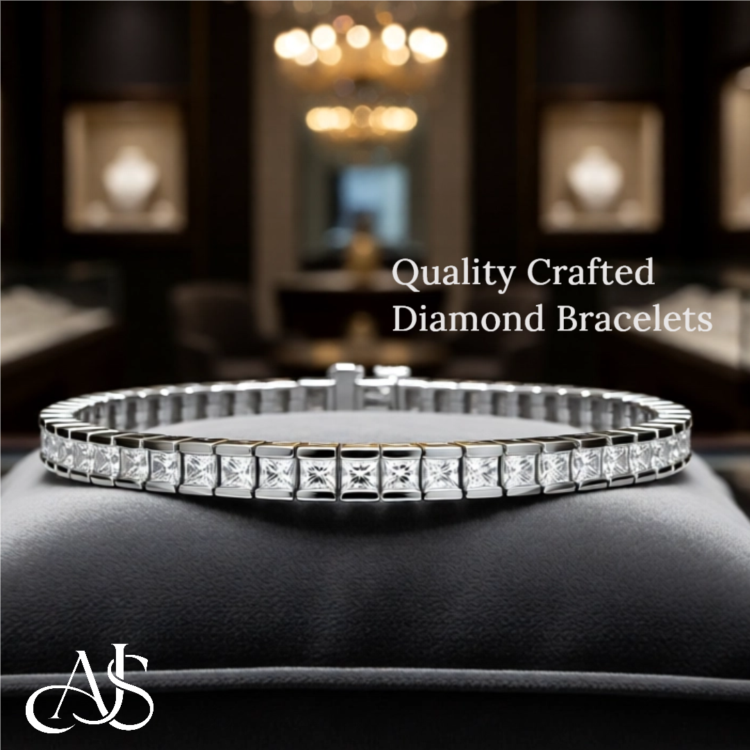 Lab Grown Princess Diamond Tennis Bracelet in 14K White or Yellow Gold for Women