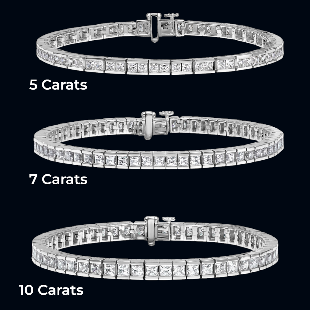 Lab Grown Princess Diamond Tennis Bracelet in 14K White or Yellow Gold for Women