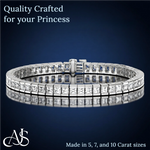 Load image into Gallery viewer, Lab Grown Princess Diamond Tennis Bracelet in 14K White or Yellow Gold for Women
