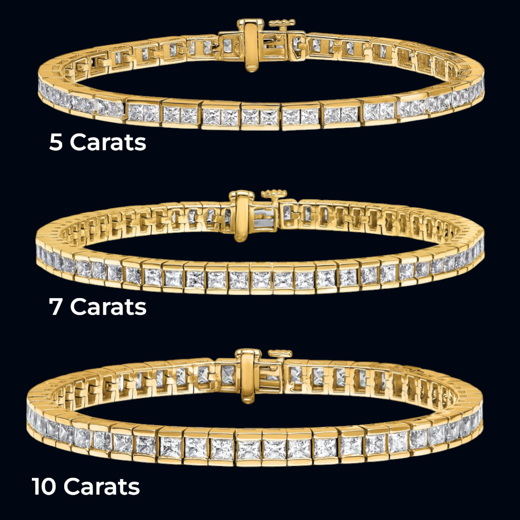 Lab Grown Princess Diamond Tennis Bracelet in 14K White or Yellow Gold for Women