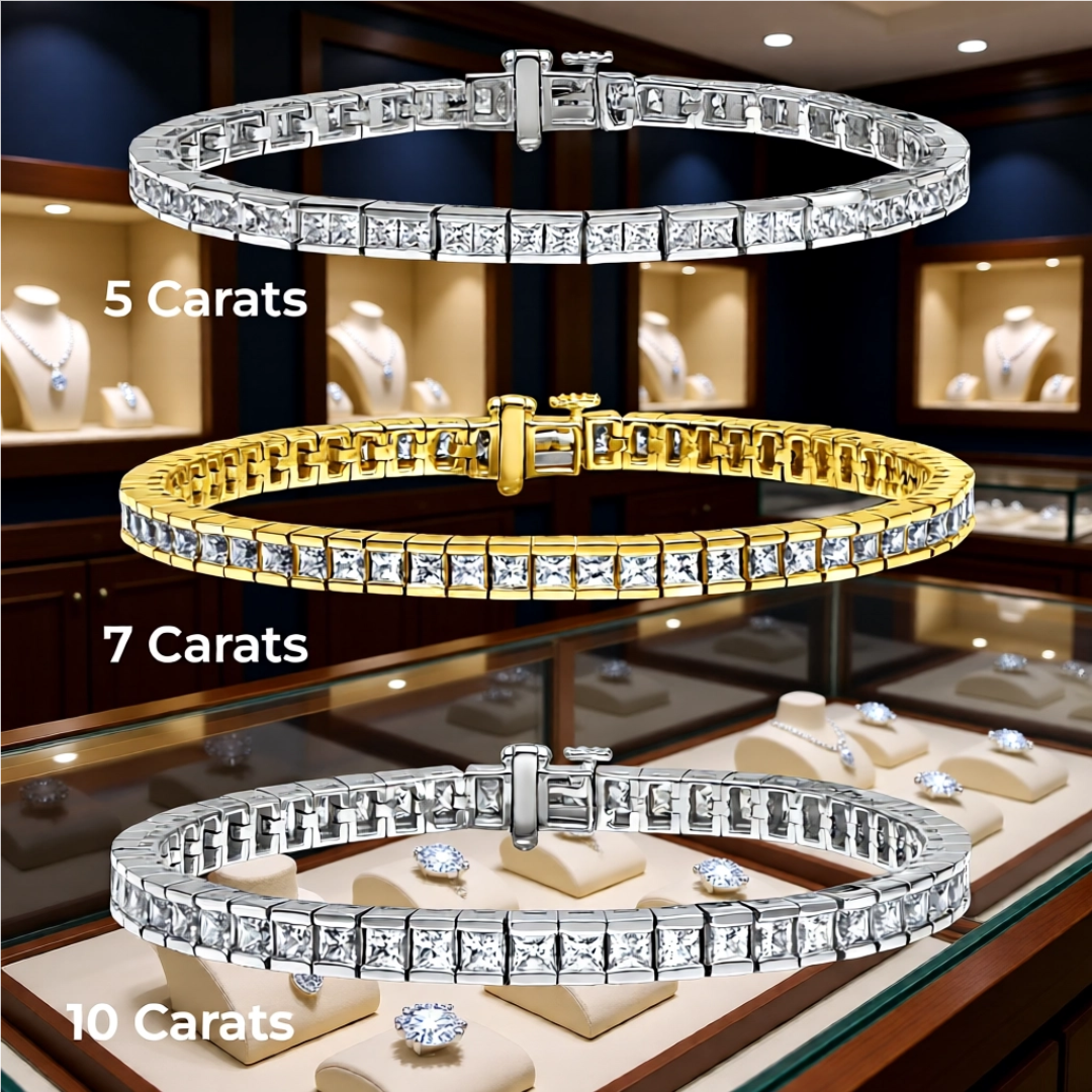 Lab Grown Princess Diamond Tennis Bracelet in 14K White or Yellow Gold for Women