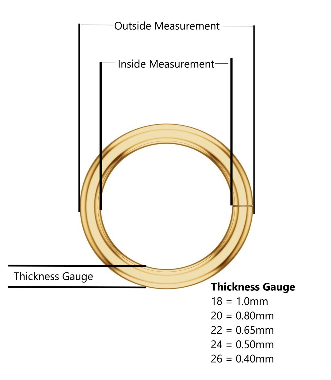 Round Jump O Rings Connectors in Solid 10K/14K/18K Yellow White Rose Gold and Platinum - Jewelry Findings
