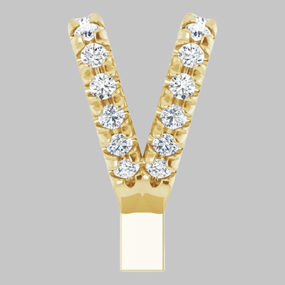 Lab-Grown Diamond French-Set Rabbit Ear Bail in 14K Yellow White Rose Gold and Platinum - Jewelry Findings