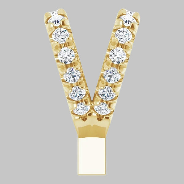 Lab-Grown Diamond French-Set Rabbit Ear Bail in 14K Yellow White Rose Gold and Platinum - Jewelry Findings