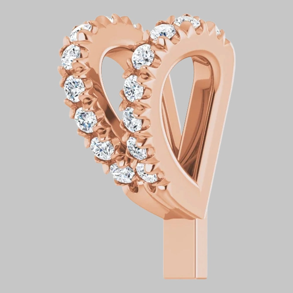 Lab-Grown Diamond French-Set Rabbit Ear Bail in 14K Yellow White Rose Gold and Platinum - Jewelry Findings