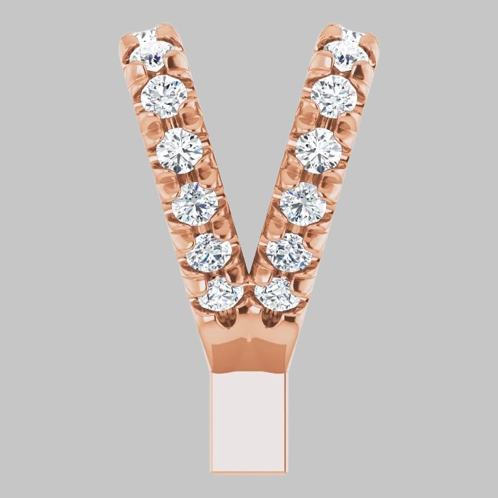 Lab-Grown Diamond French-Set Rabbit Ear Bail in 14K Yellow White Rose Gold and Platinum - Jewelry Findings