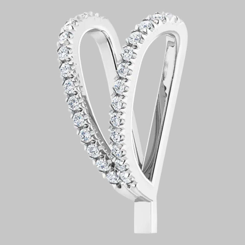 Lab-Grown Diamond French-Set Rabbit Ear Bail in 14K Yellow White Rose Gold and Platinum - Jewelry Findings