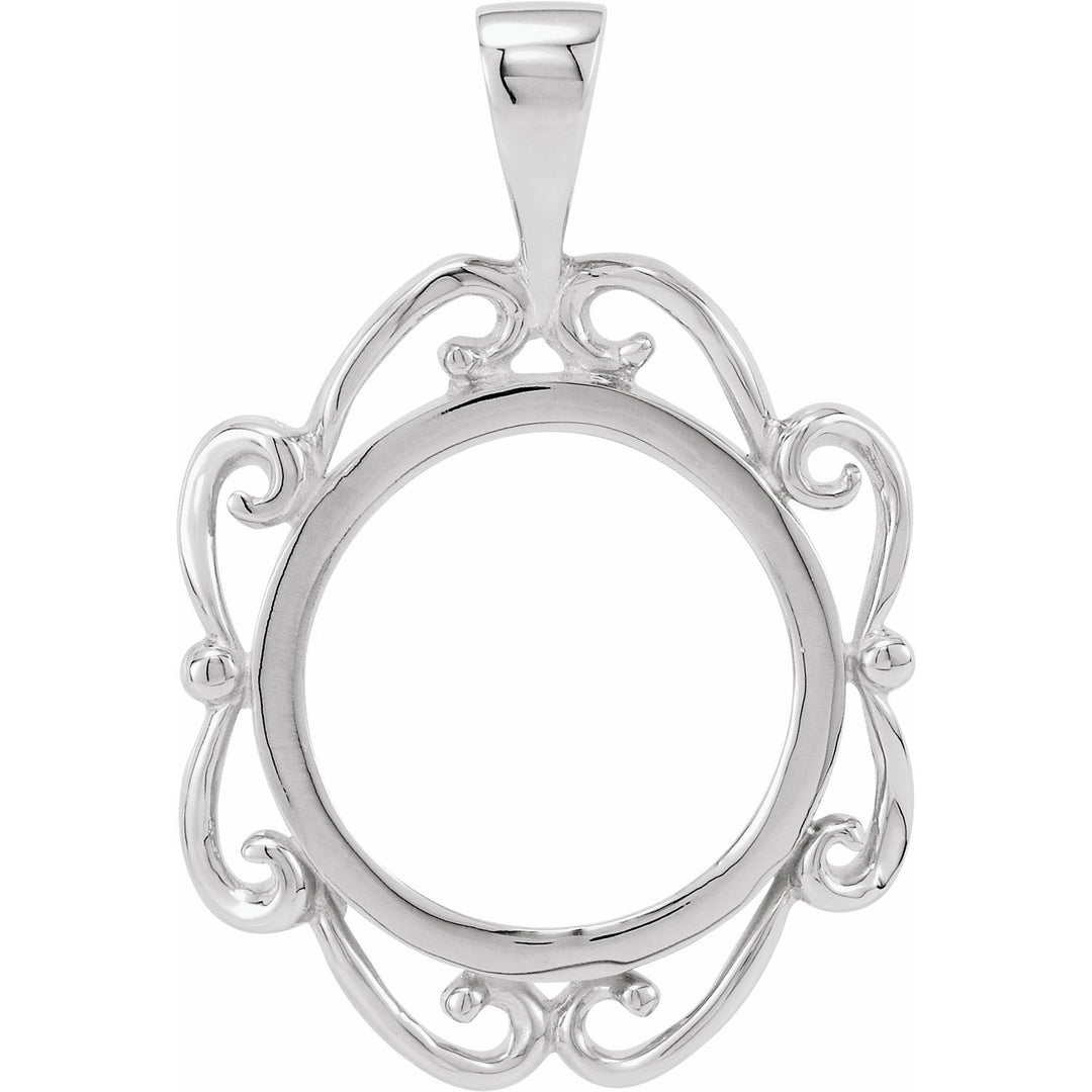 Coin Frame Bezel Tab Back Setting Pendant Mounting in 14K Yellow White Gold and Sterling Silver - 13x1 mm Coin Size