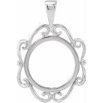 Load image into Gallery viewer, Coin Frame Bezel Tab Back Setting Pendant Mounting in 14K Yellow White Gold and Sterling Silver - 13x1 mm Coin Size
