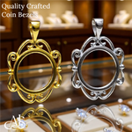 Load image into Gallery viewer, Coin Frame Bezel Tab Back Setting Pendant Mounting in 14K Yellow White Gold and Sterling Silver - 13x1 mm Coin Size
