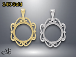 Load image into Gallery viewer, Coin Frame Bezel Tab Back Setting Pendant Mounting in 14K Yellow White Gold and Sterling Silver - 13x1 mm Coin Size
