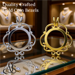 Load image into Gallery viewer, 14K Yellow White Gold Polished Finish Coin Frame Bezel Pendant Mounting - 13x1 mm Coin Size
