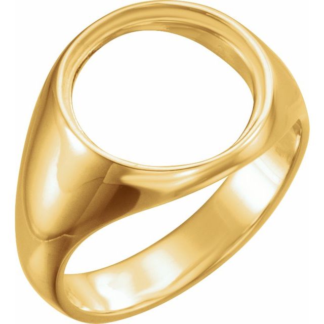 Mens Coin Ring Mounting 10K 14K Yellow White Gold, Platinum and Sterling Silver in 13mm and 13.9mm Coin Size