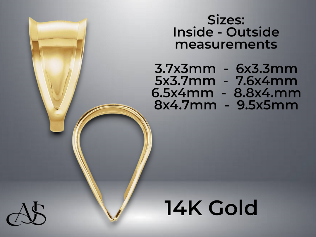 14K Yellow White Gold Semi-Polished Tapered Pinched Bail