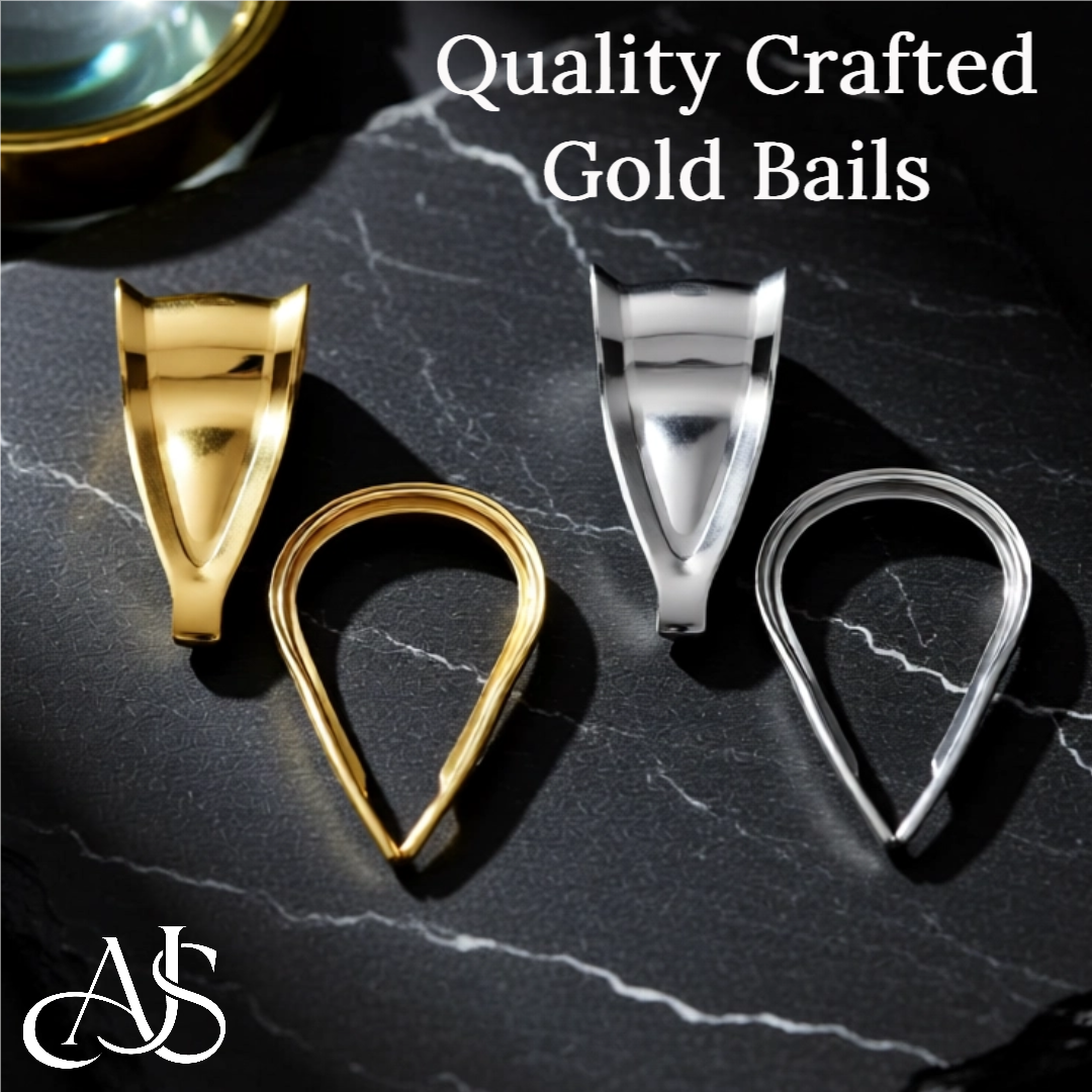 14K Yellow White Gold Semi-Polished Tapered Pinched Bail