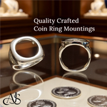 Load image into Gallery viewer, Coin Frame Bezel Tab Back Setting Ring Mounting in 10K/14K/18K Yellow White Gold, Sterling Silver and Platinum with 13mm and 13.9mm Coin Size
