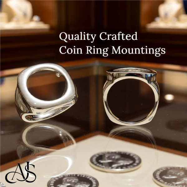 Coin Frame Bezel Tab Back Setting Ring Mounting in 10K/14K/18K Yellow White Gold, Sterling Silver and Platinum with 13mm and 13.9mm Coin Size