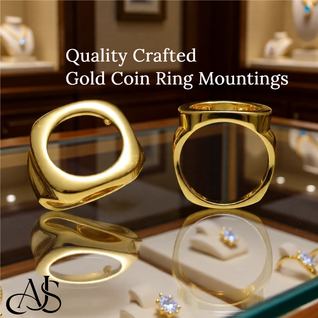Coin Frame Bezel Tab Back Setting Ring Mounting in 10K/14K/18K Yellow White Gold, Sterling Silver and Platinum with 13mm and 13.9mm Coin Size