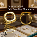 Load image into Gallery viewer, Coin Frame Bezel Tab Back Setting Ring Mounting in 10K/14K/18K Yellow White Gold, Sterling Silver and Platinum with 13mm and 13.9mm Coin Size
